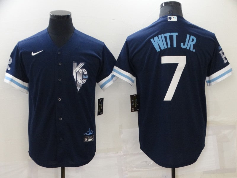 Men's Kansas City Royals Bobby Witt Jr. #7 Navy Baseball Jersey